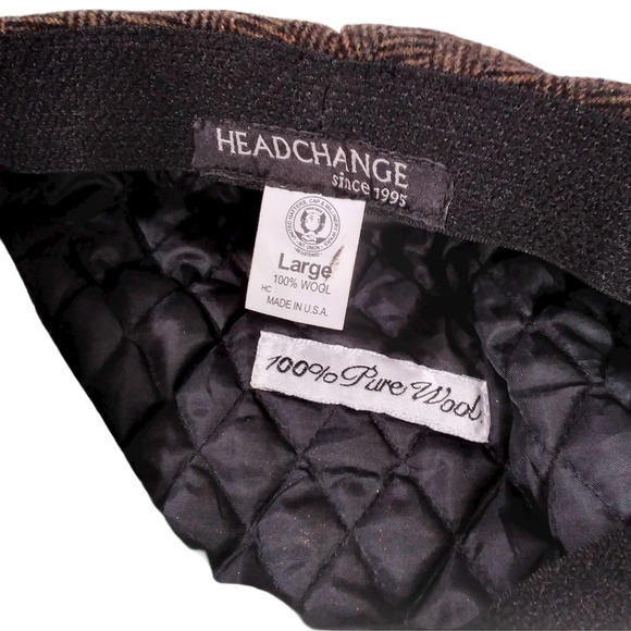 Headchange  Brown Tweed Wool Page Boy Cap Large - Picture 3 of 3
